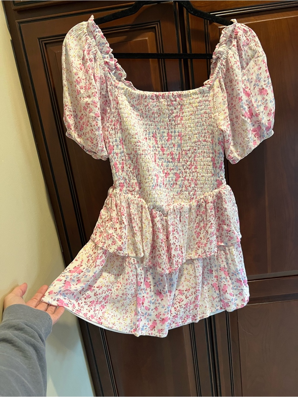 Japna Pink Floral Off-Shoulder Ruffled Top - S - Picture 3 of 7